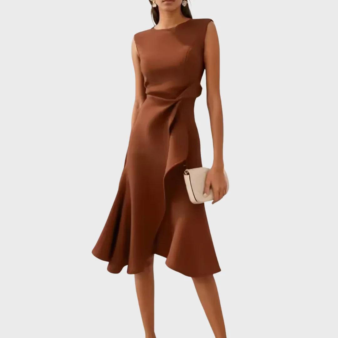 Sheila - Elegantes Damen-Midikleid mit Rüschendetails