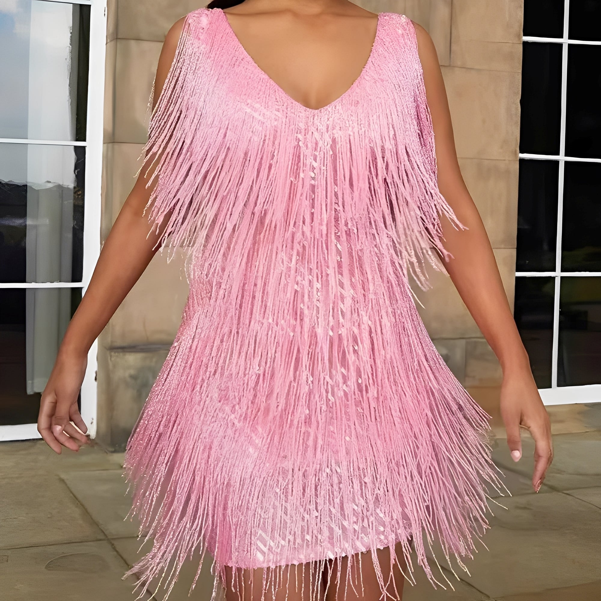 Mégane - Damenkleid mit Fransen für Cocktailevents