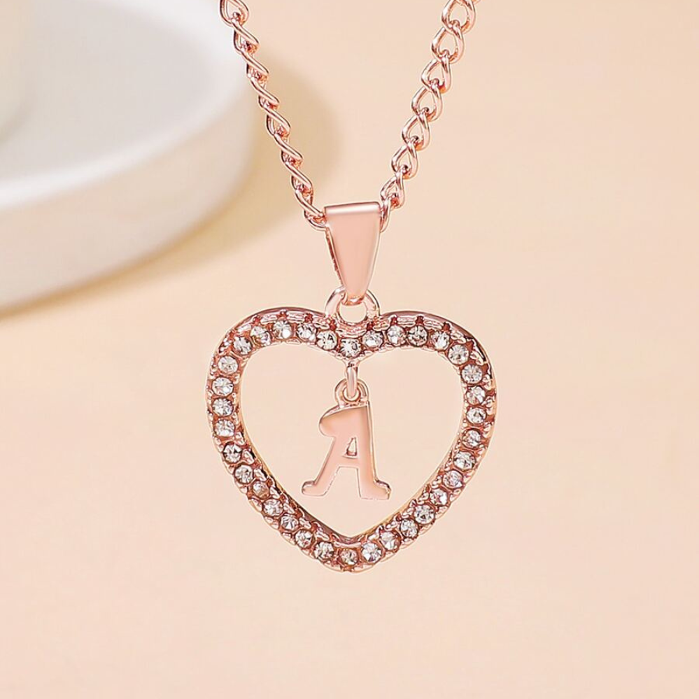 Kristall-Halsband mit Herz-Anhänger und Initiale