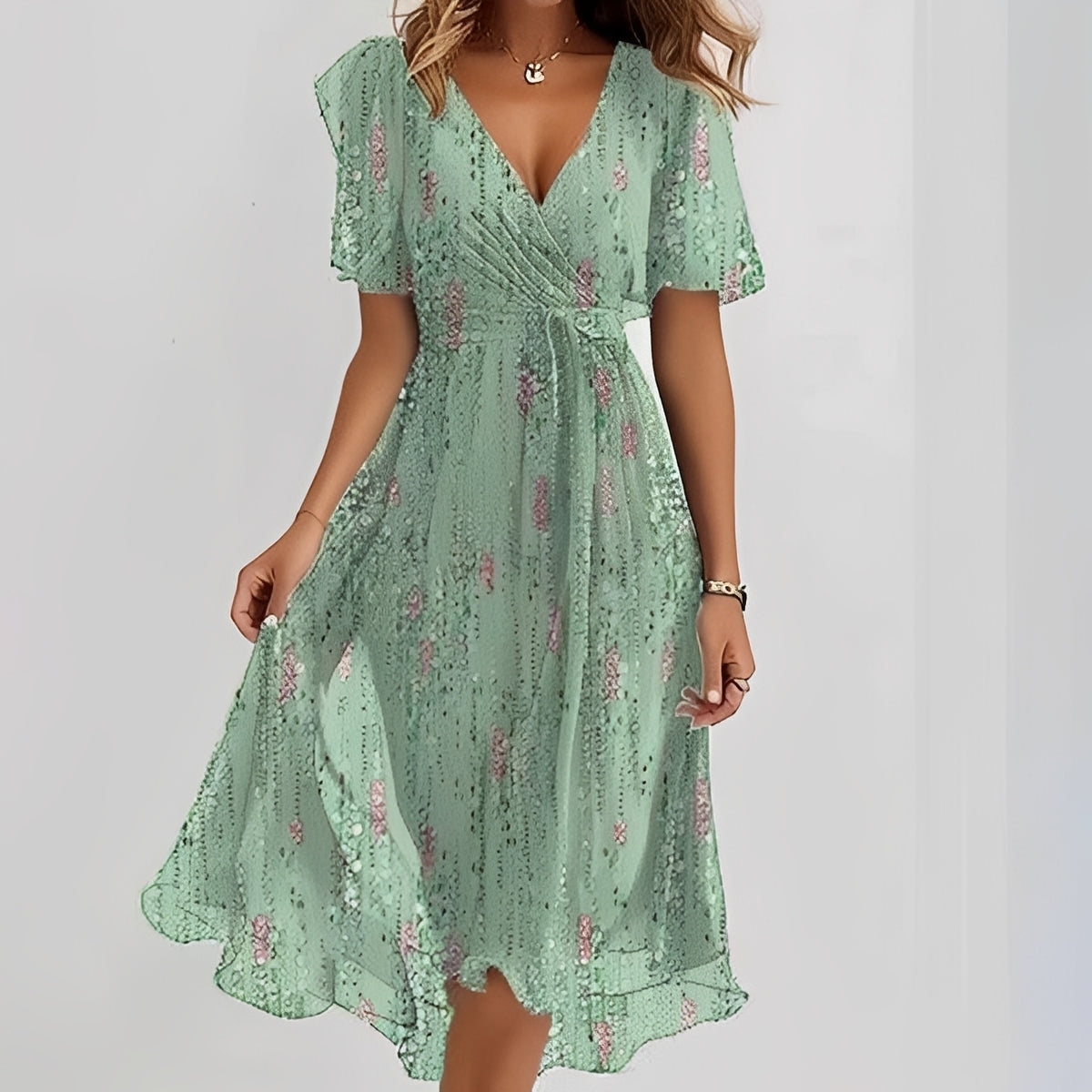 Emelia - Blumiges Chiffonkleid
