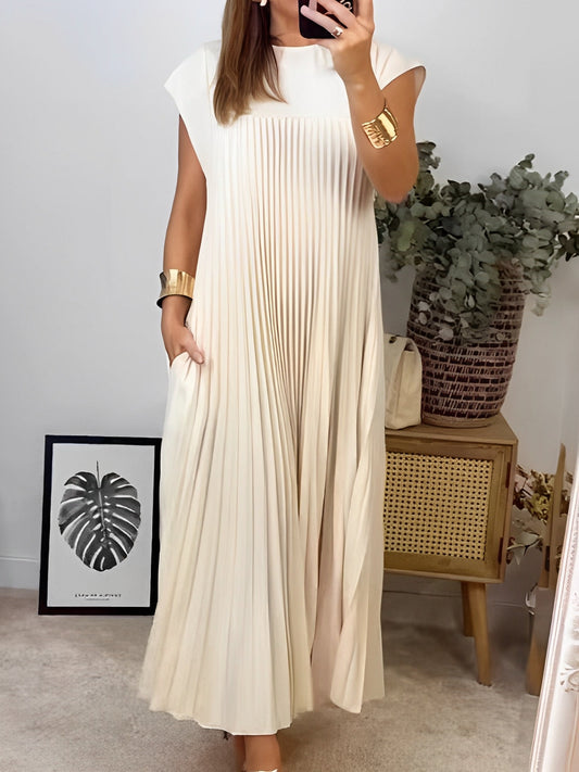 Zena - Langes, leicht gefälteltes Kleid für Damen