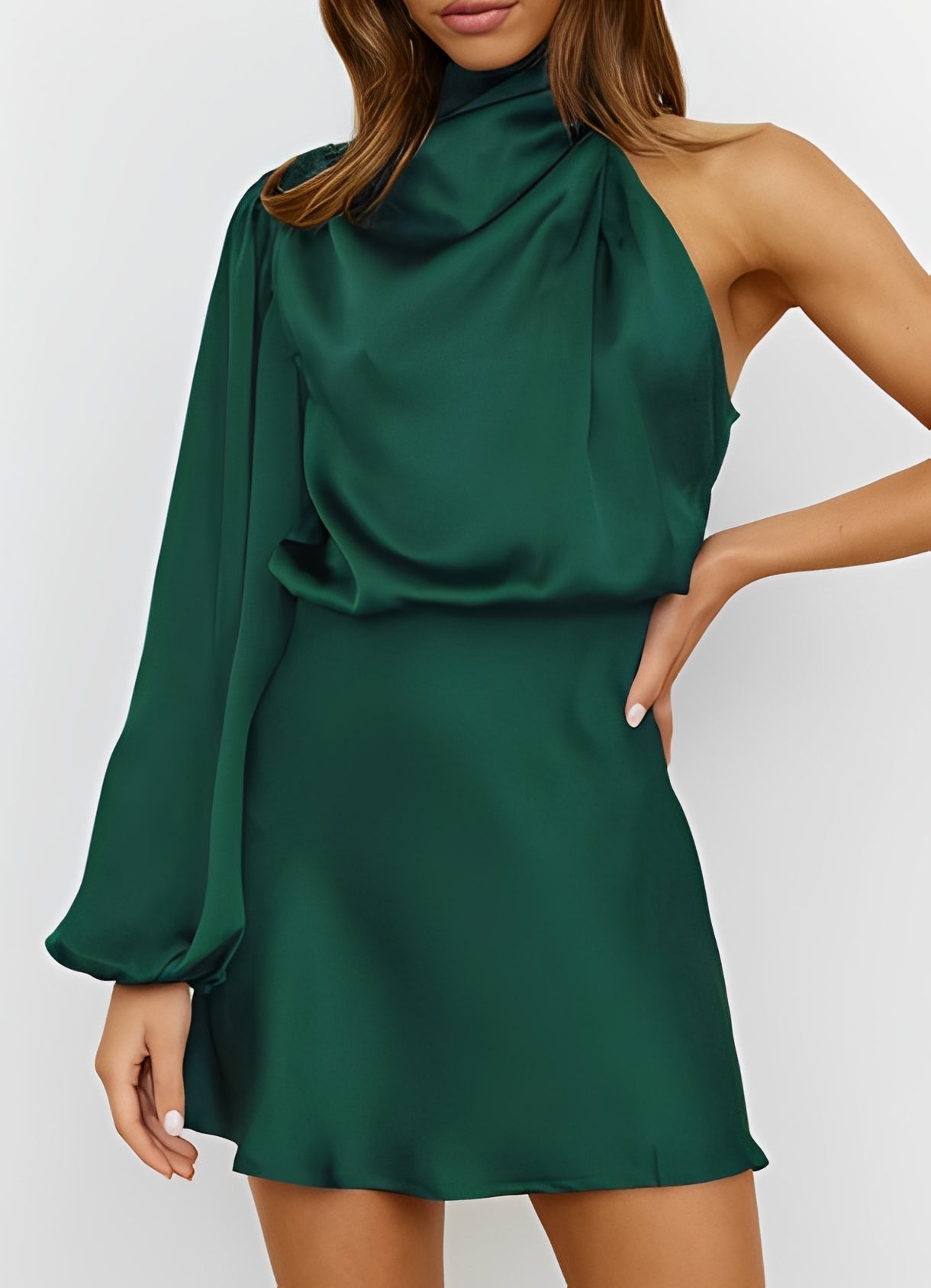Sammy - Elegantes One-Shoulder-Langarmkleid