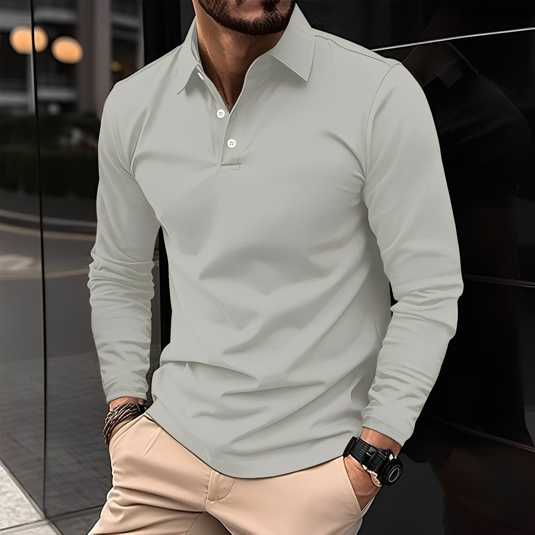 Deacon - Komfortables Langarm-Poloshirt für Männer
