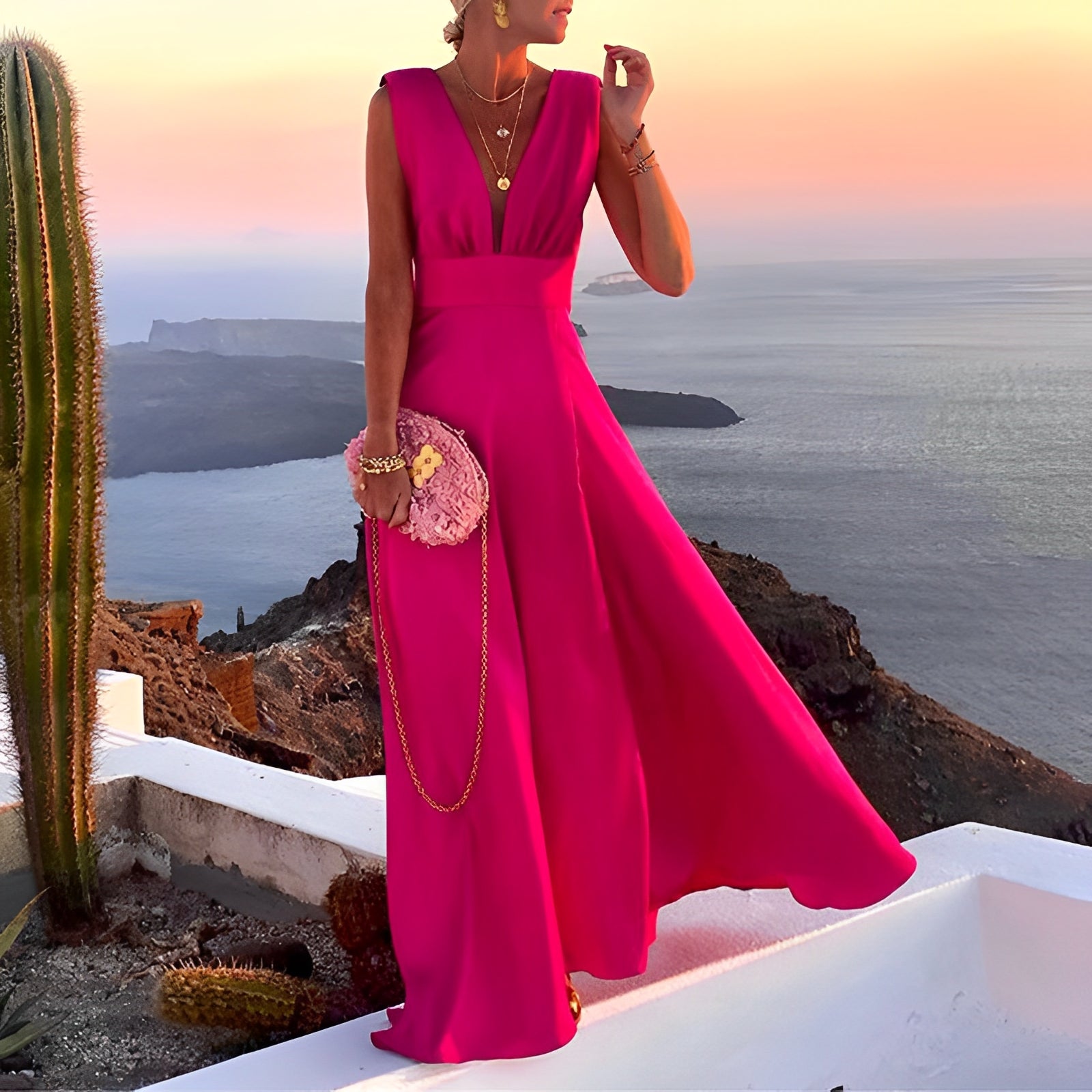 Jayleen - Ärmelloses Maxikleid mit schlichtem Design