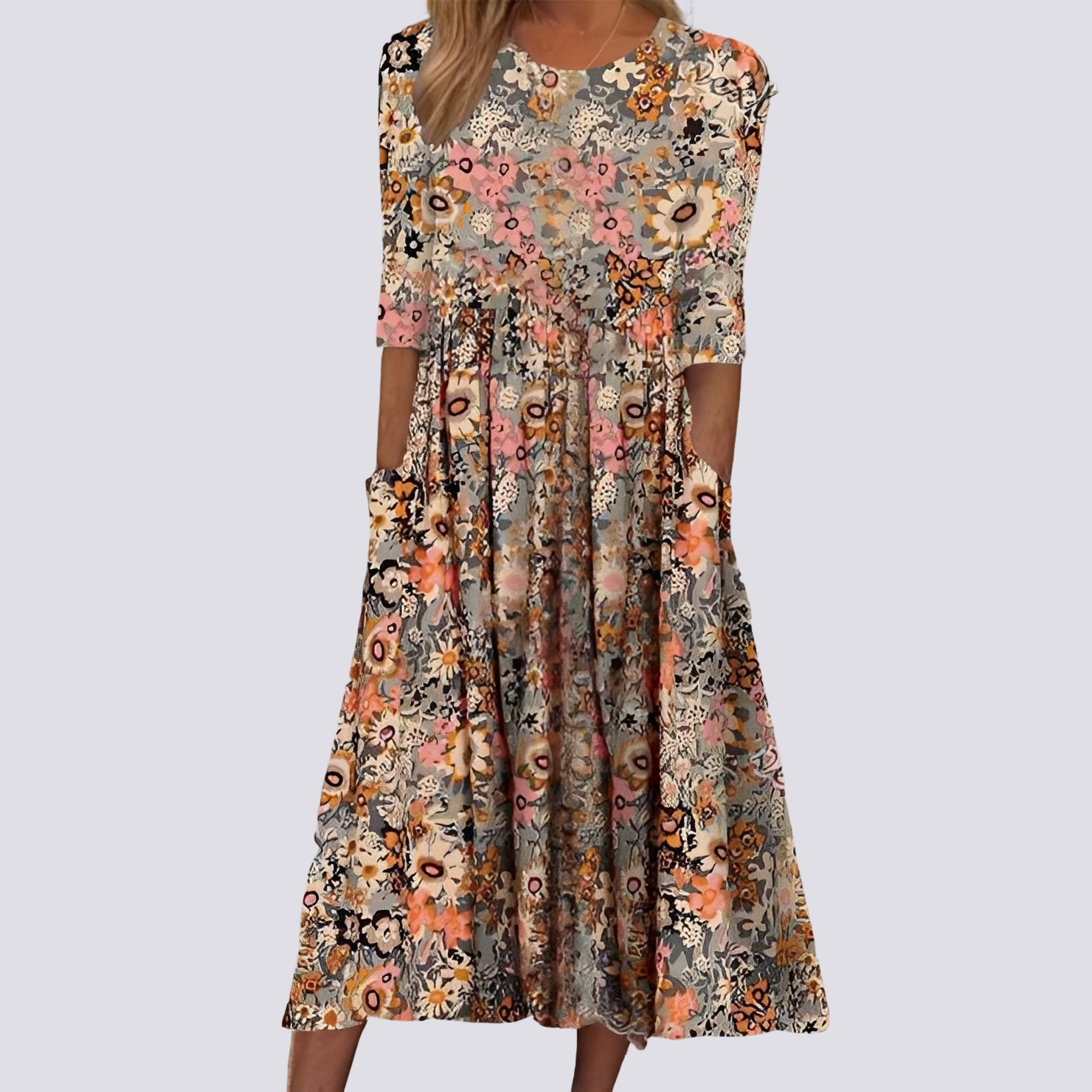 Lucie - Anmutiges langes Blumen-Kleid