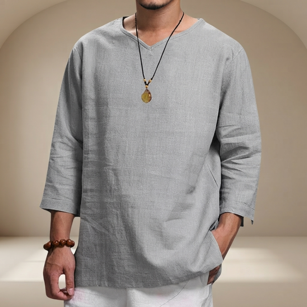 Edwin - Lässiges, bequemes Shirt mit V-Ausschnitt
