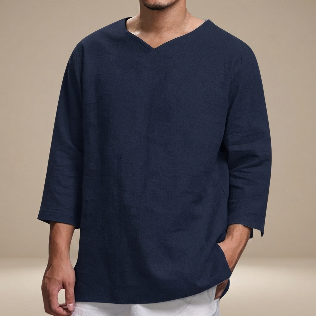Edwin - Lässiges, bequemes Shirt mit V-Ausschnitt