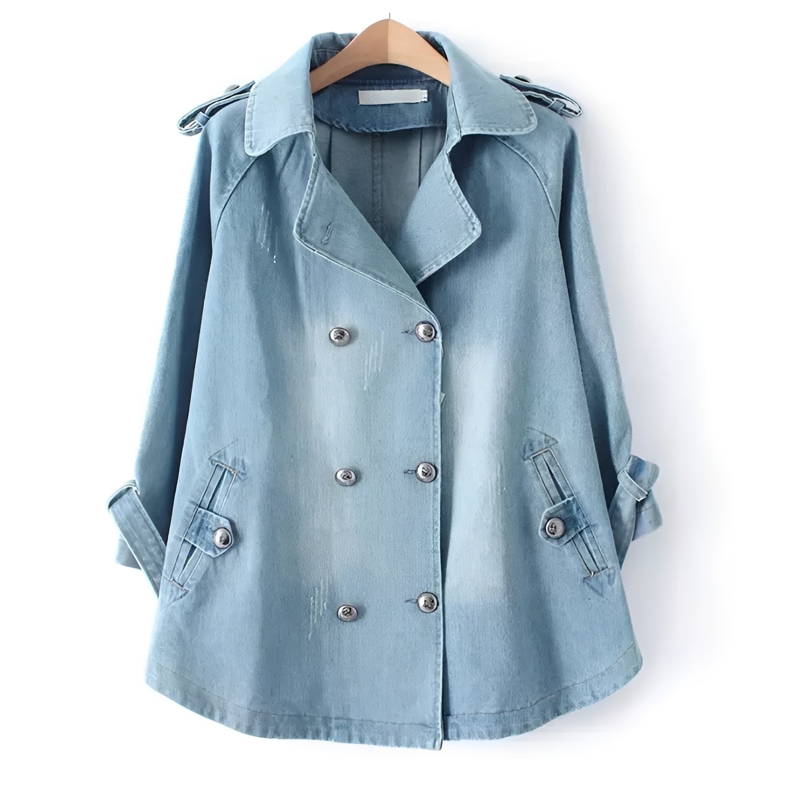 Faye - Eleganter Denim-Cape-Mantel