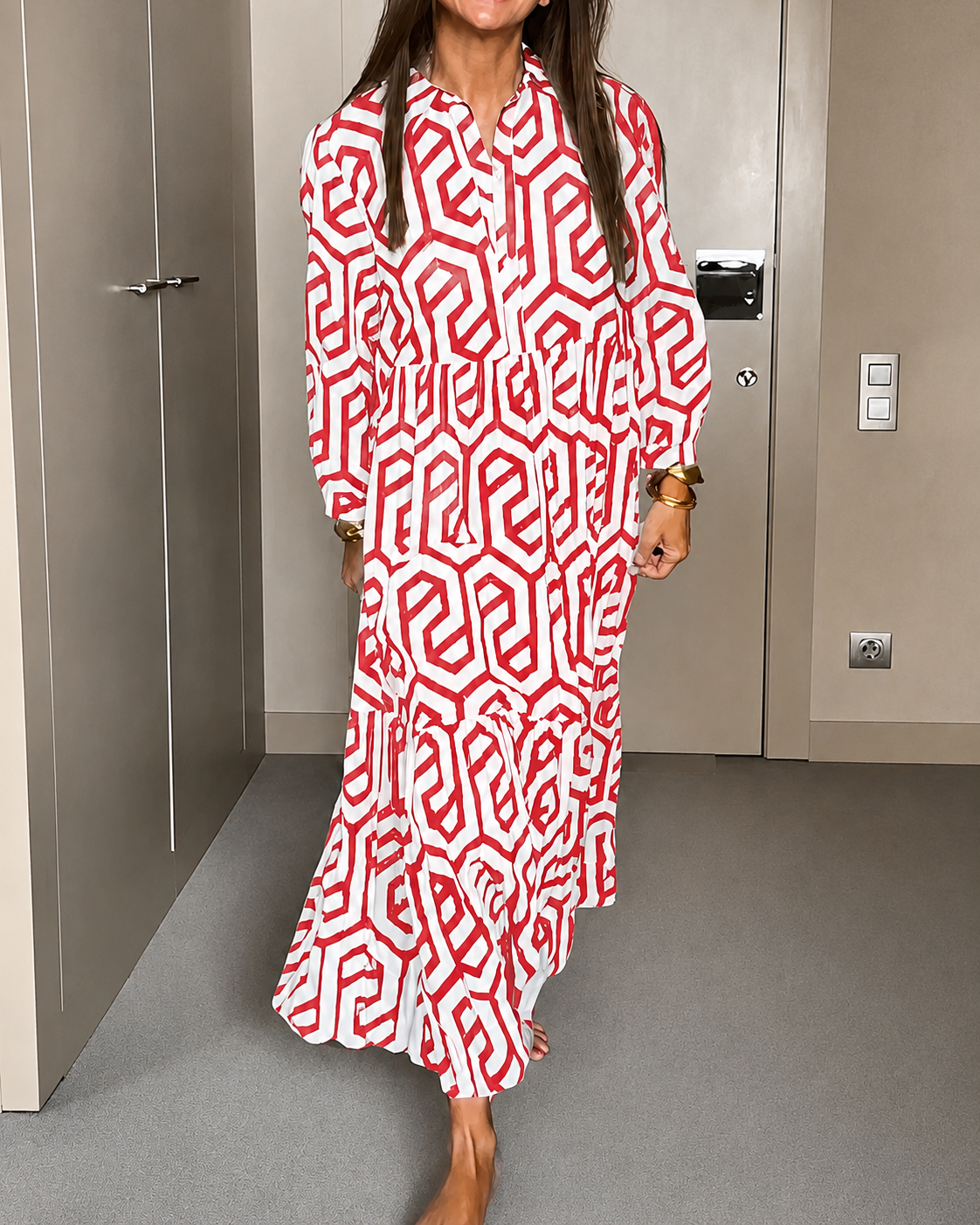 Lishcelle - Modisches, locker geschnittenes Midikleid
