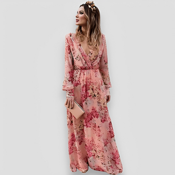Elanisse - Elegantes Kleid in Maxi-Länge mit V-Ausschnitt