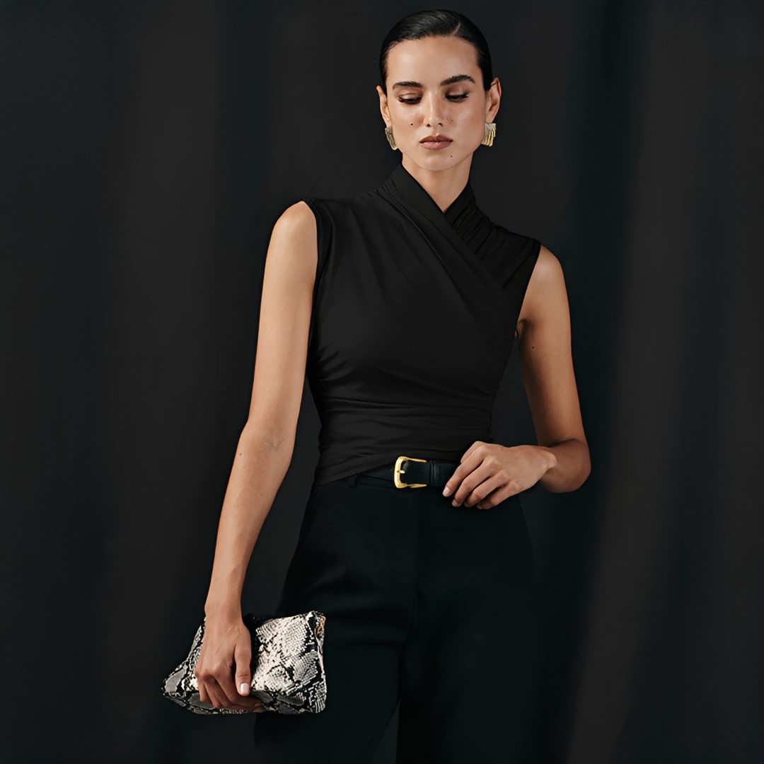 Mireya - Elegantes Top mit Kreuzkragen