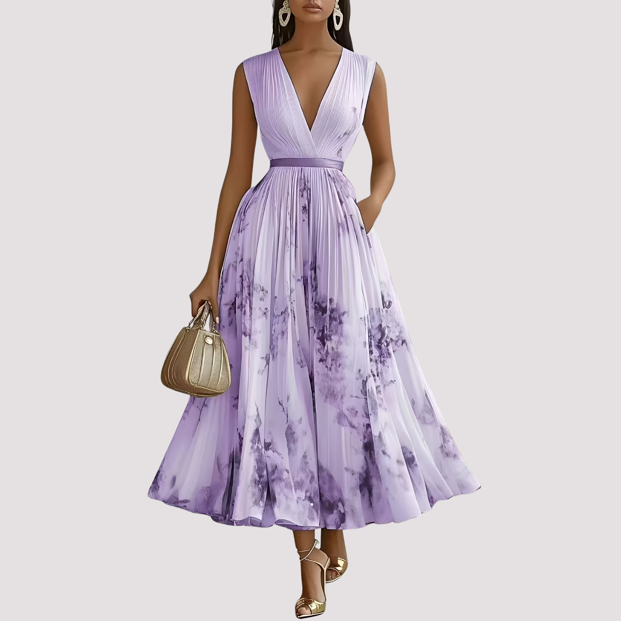 Leah - Midikleid mit Blumenprint und langen Ärmeln
