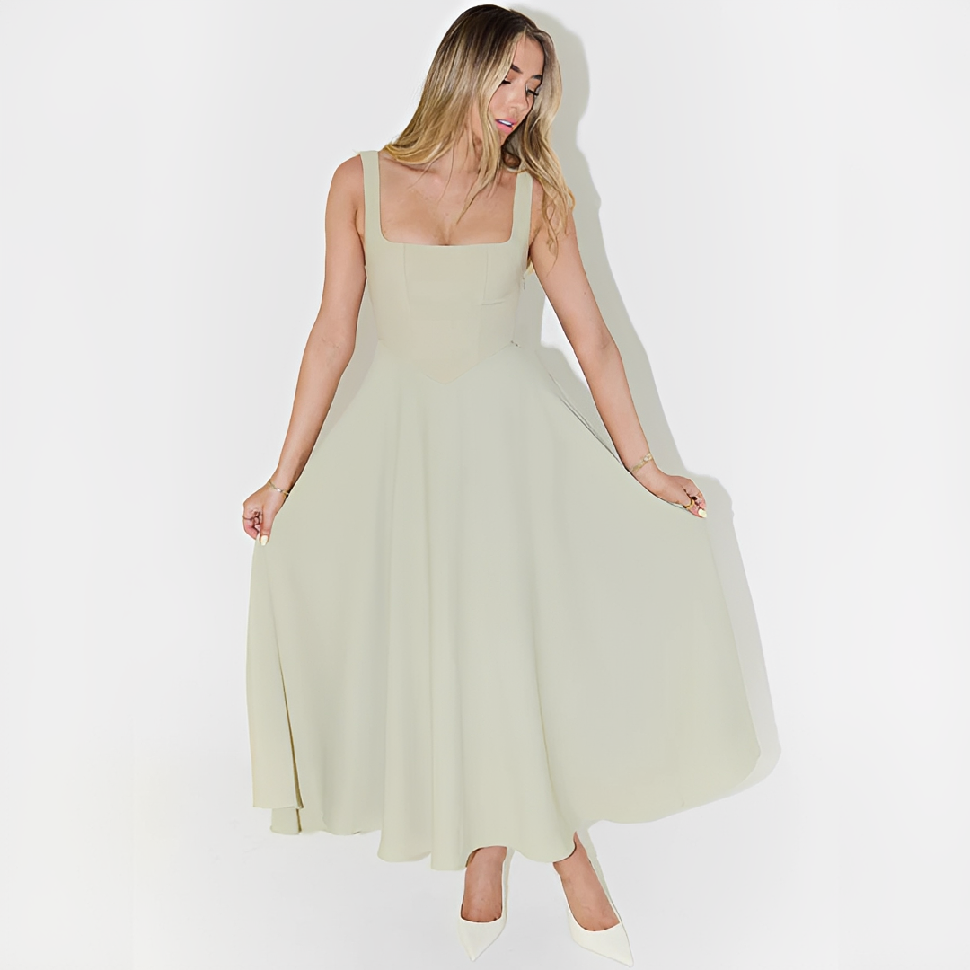 Fioren - Schickes Midikleid mit Rechteckigem Ausschnitt