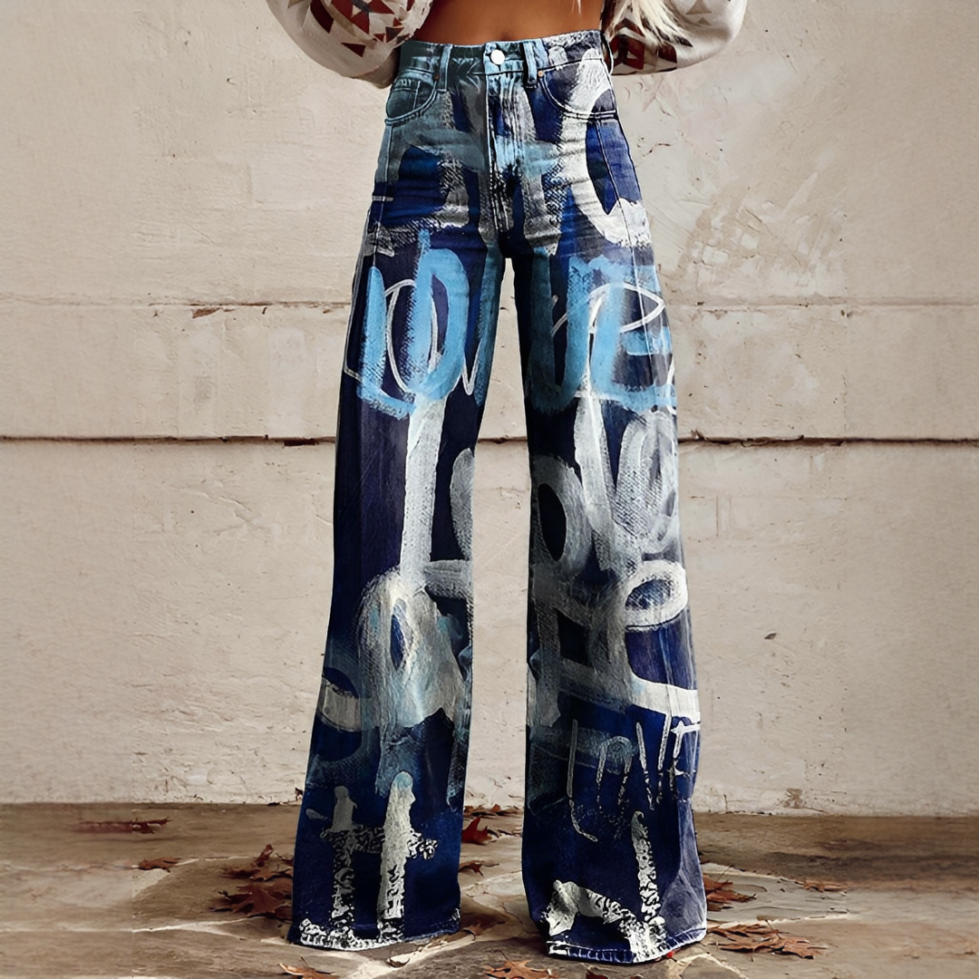 Shelley - Bequeme Weitgeschnittene Bedruckte Jeans