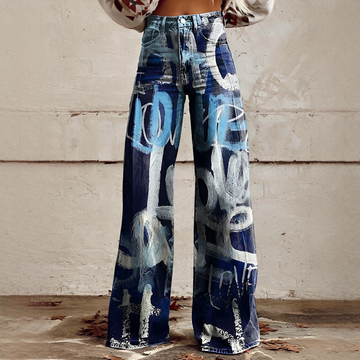 Shelley - Bequeme Weitgeschnittene Bedruckte Jeans