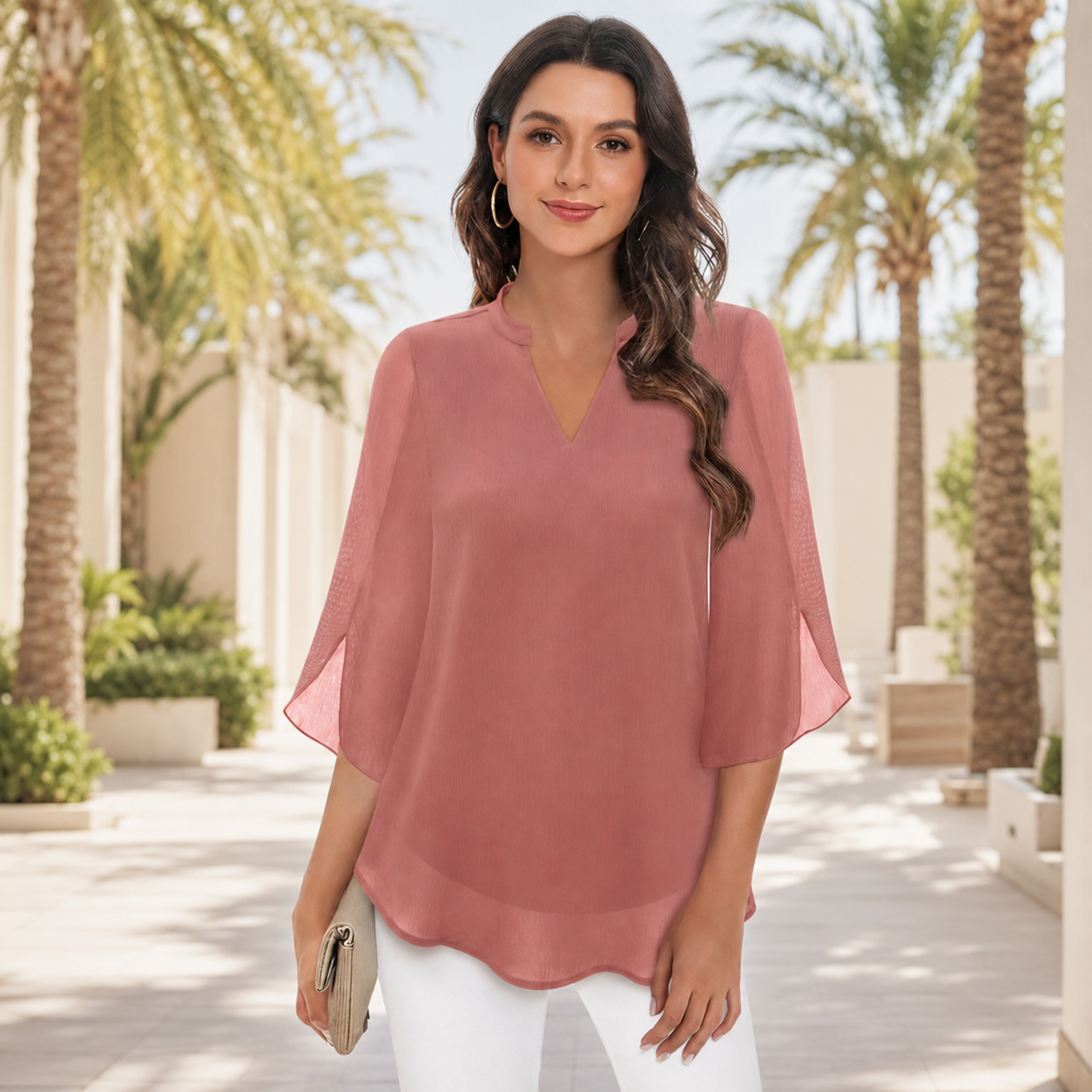 Arsine - Moderne, locker geschnittene Bluse mit V-Ausschnitt