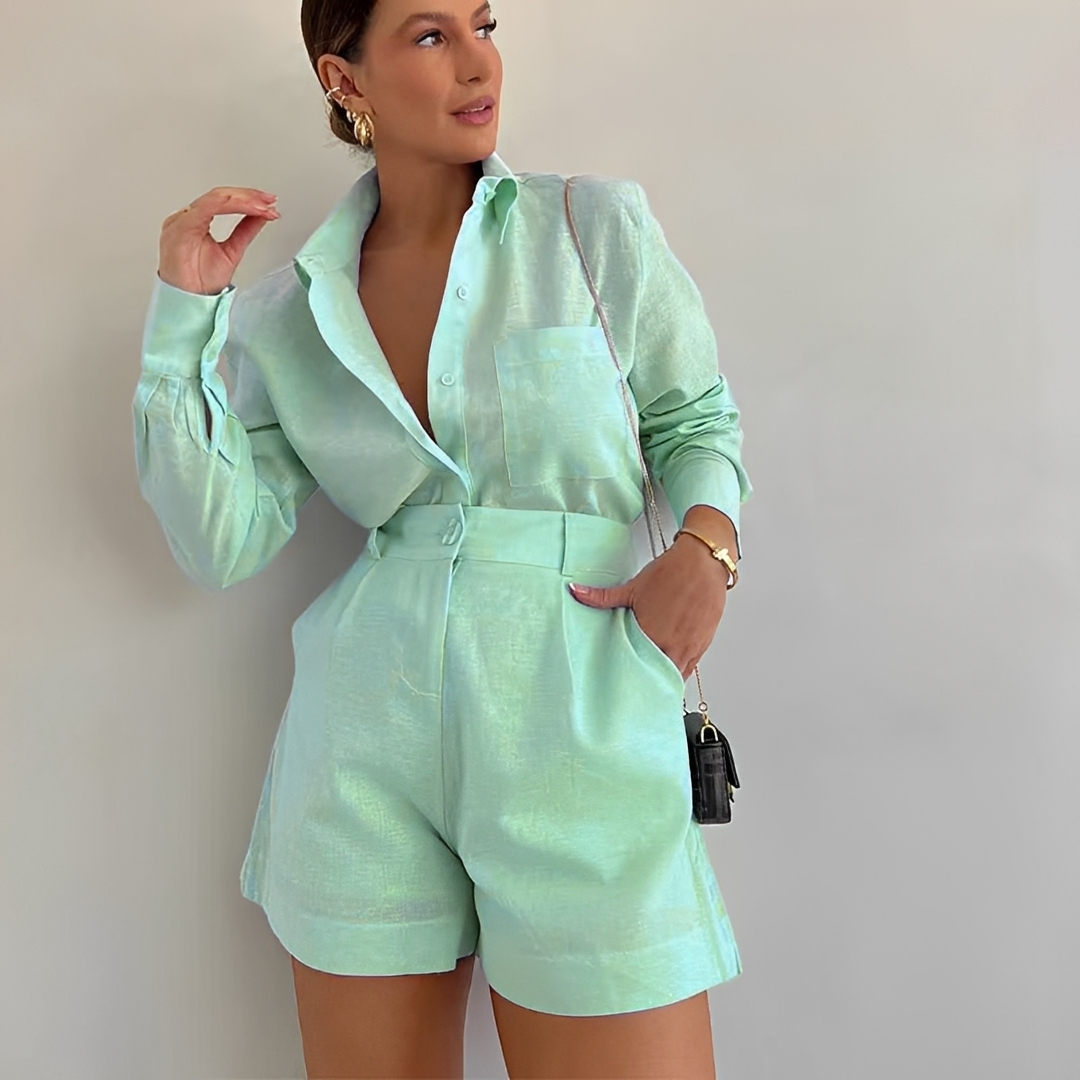 Yasin - Set mit langärmligem Oberteil und weiten Shorts