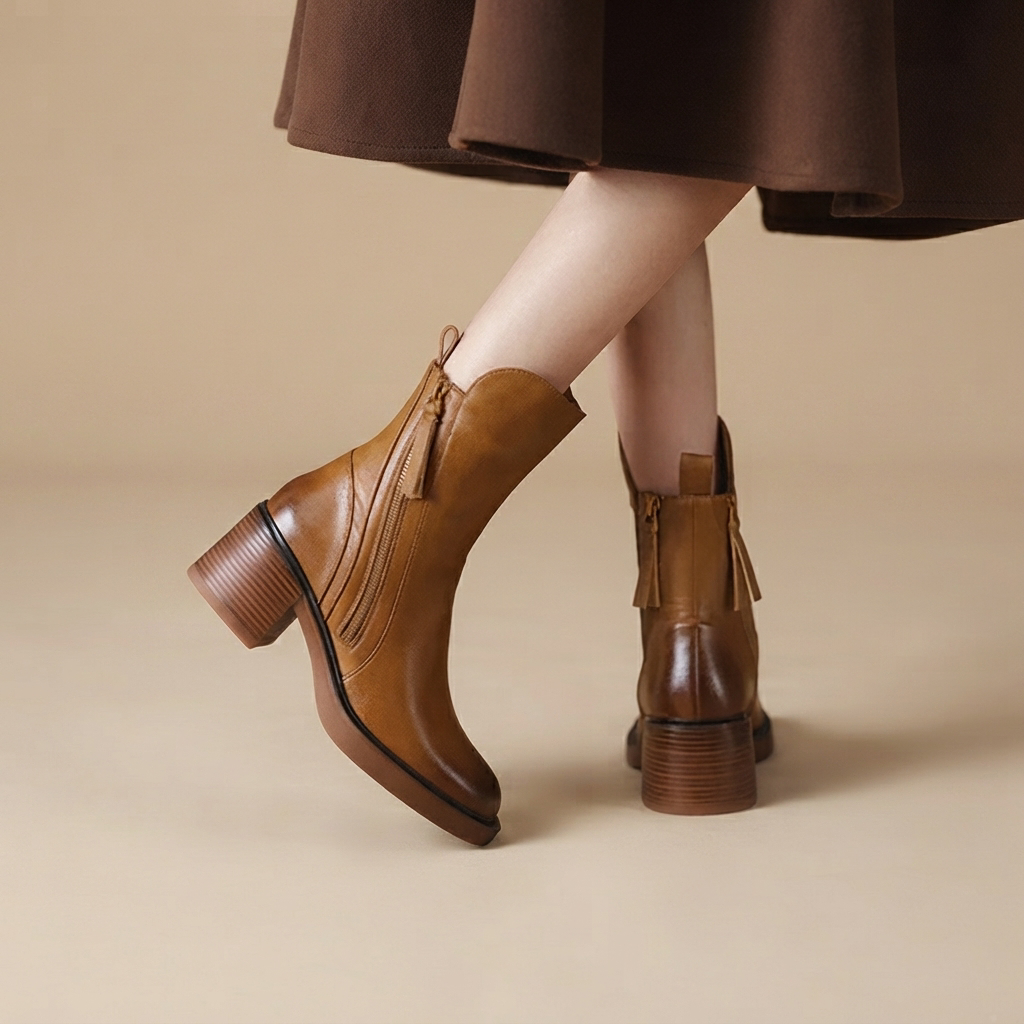 Jadonna - Trendige Stiefeletten mit Absatz und Reißverschluss