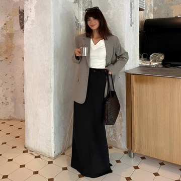 Noelle - Einfacher Maxirock mit Knopfdetails