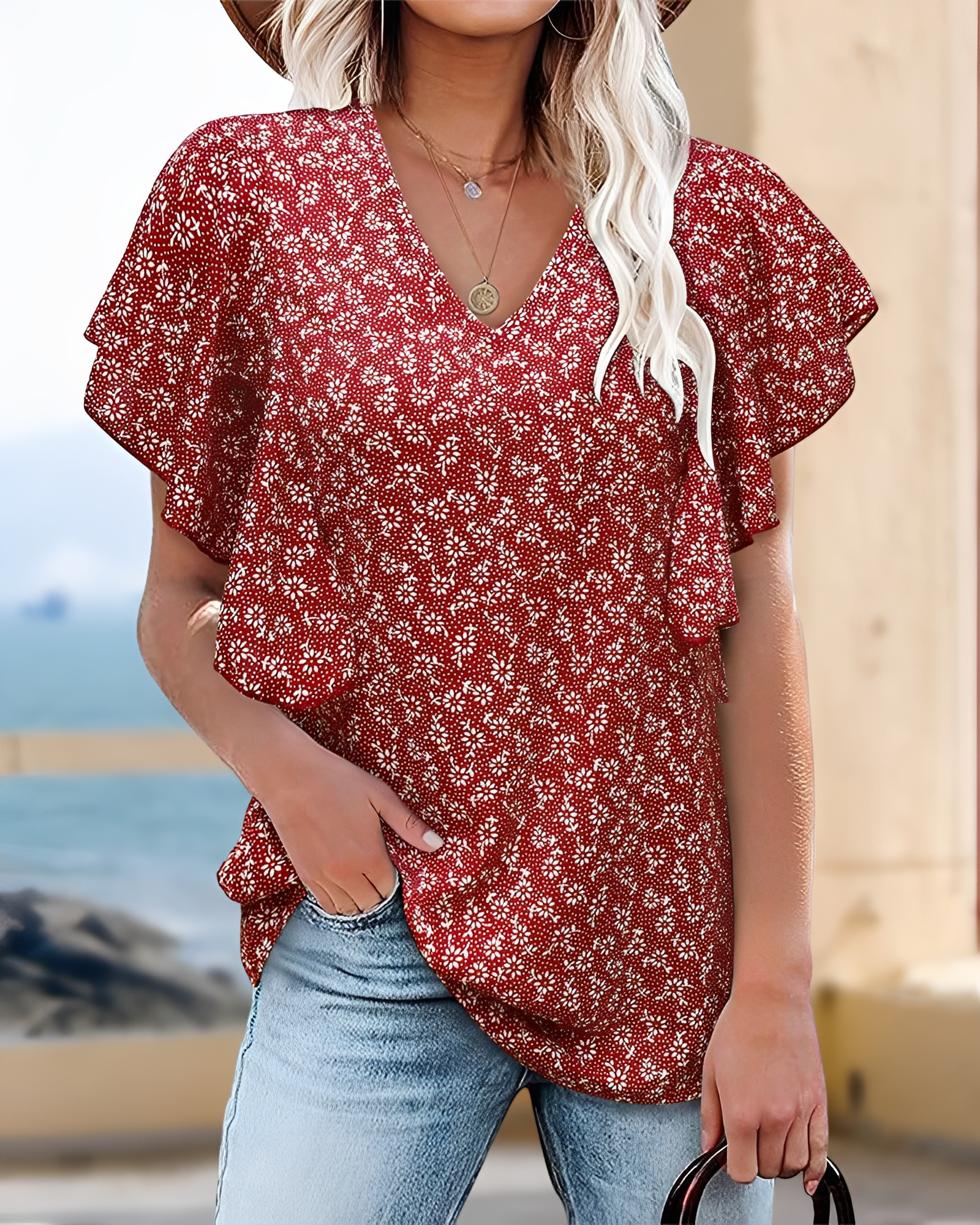 Eleri - Trendige Bluse mit V-Ausschnitt