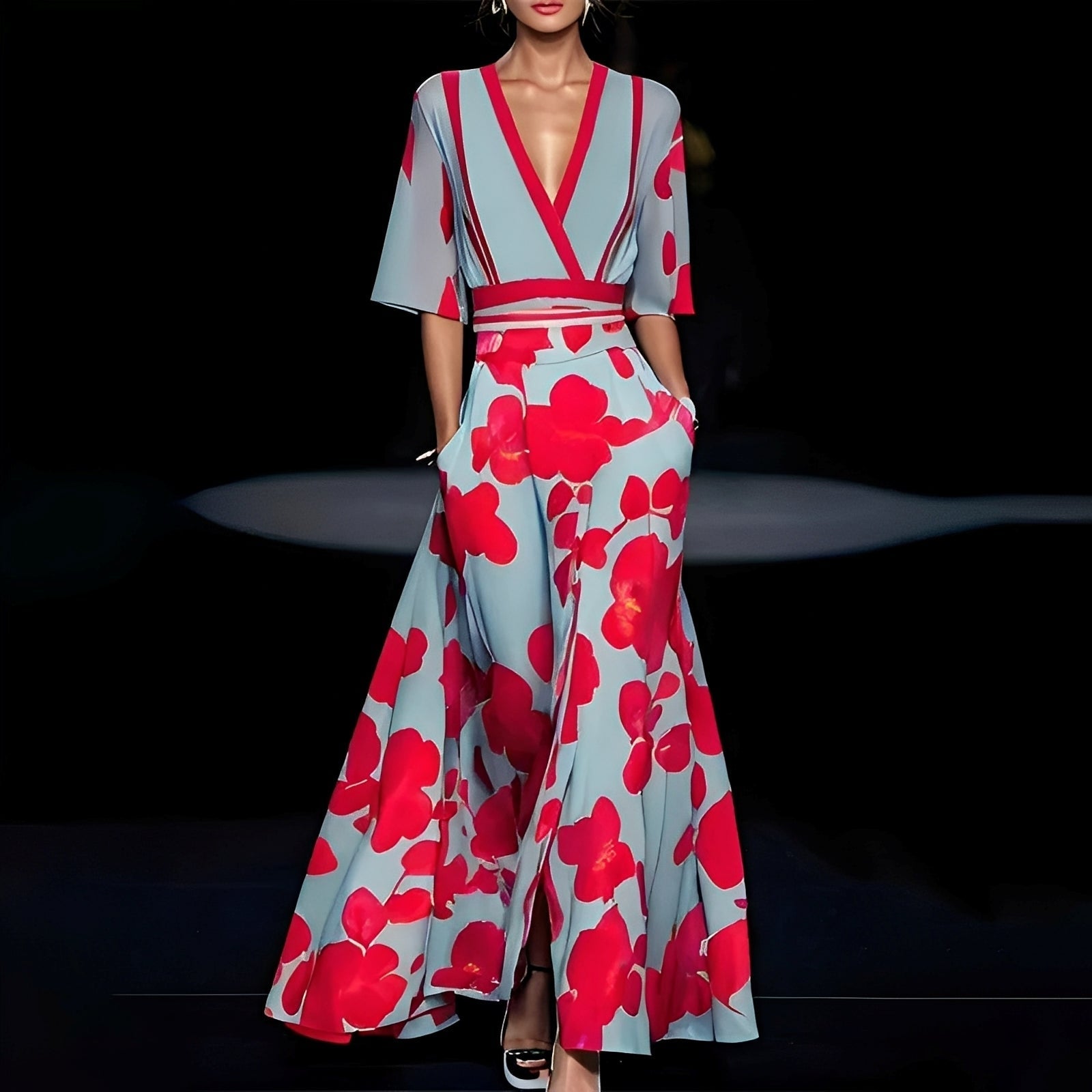 Debora - Damenlangkleid mit Blumenmuster