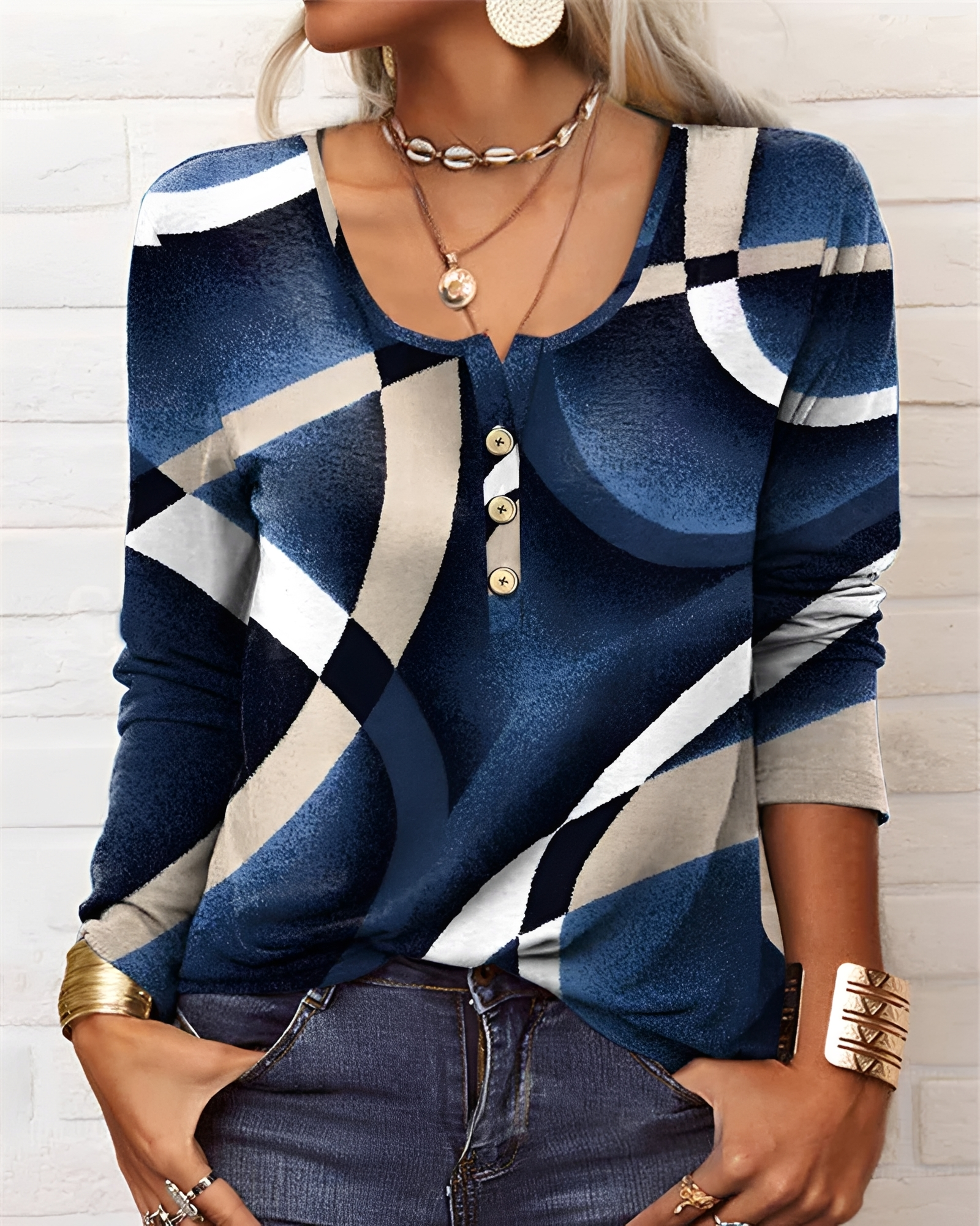 Alejandra - Modische Halbknopf-Bluse