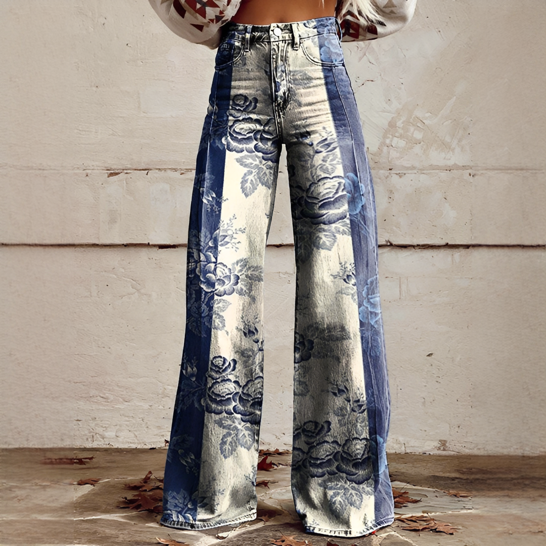 Shelley - Bequeme Weitgeschnittene Bedruckte Jeans