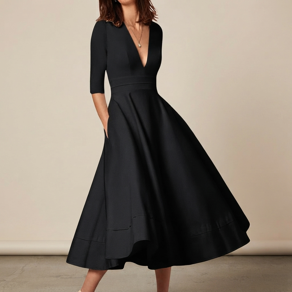 Debbie - Elegantes V-Ausschnitt-Kleid