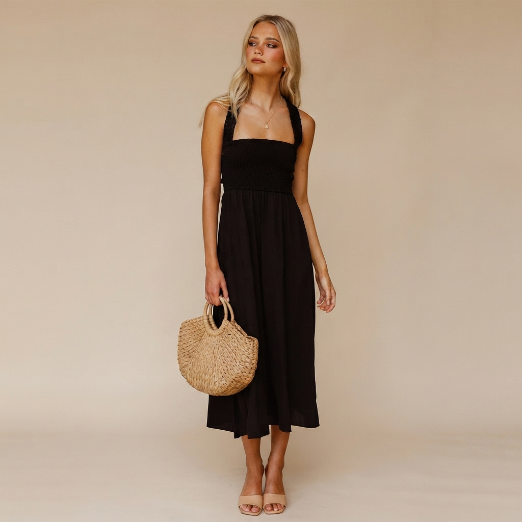Lena - Schickes Midikleid mit eckigem Ausschnitt