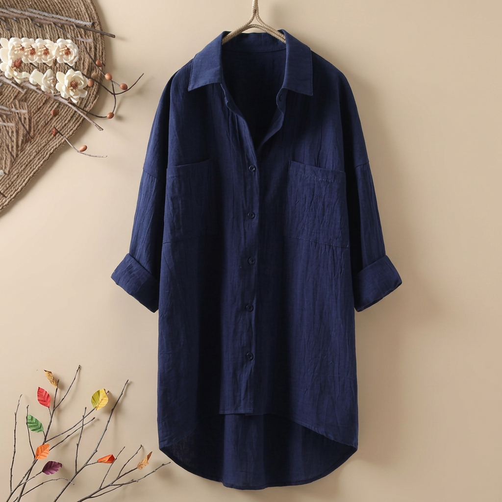 Jacient - Weit geschnittenes Button-Down-Oberteil