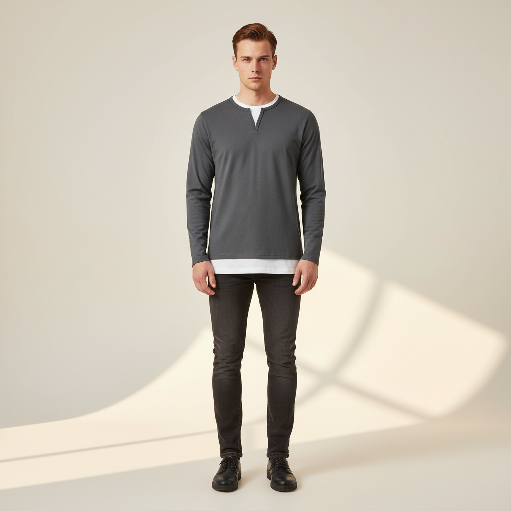 Daryl - Elegantes Langarmshirt mit V-Ausschnitt