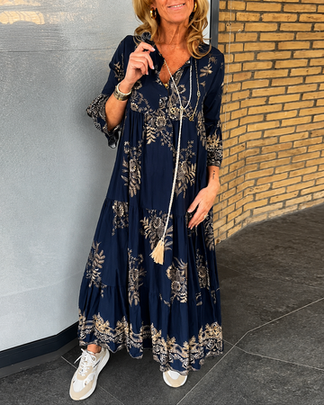 Bélise - Retro-Locker geschnittenes Kleid mit V-Ausschnitt