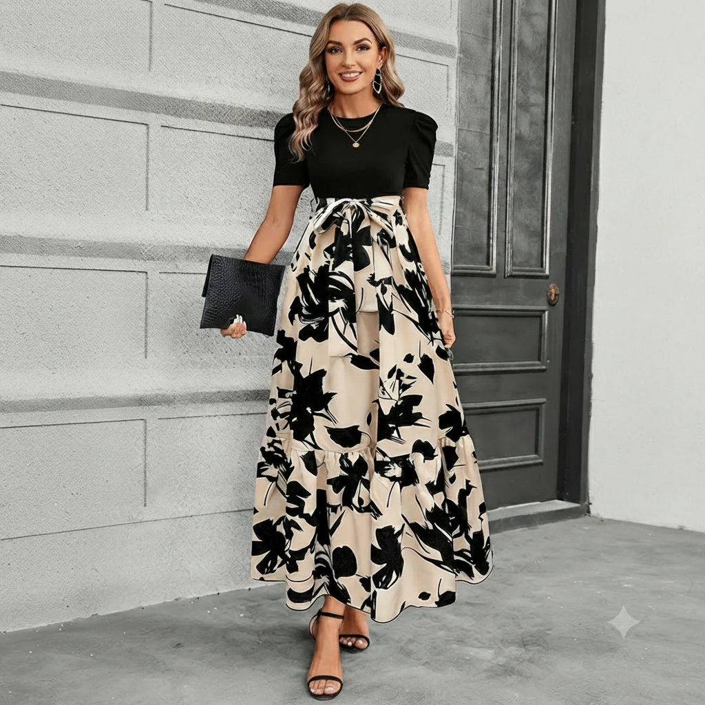 Astrid - Stilvolles Kleid mit Blumendesign