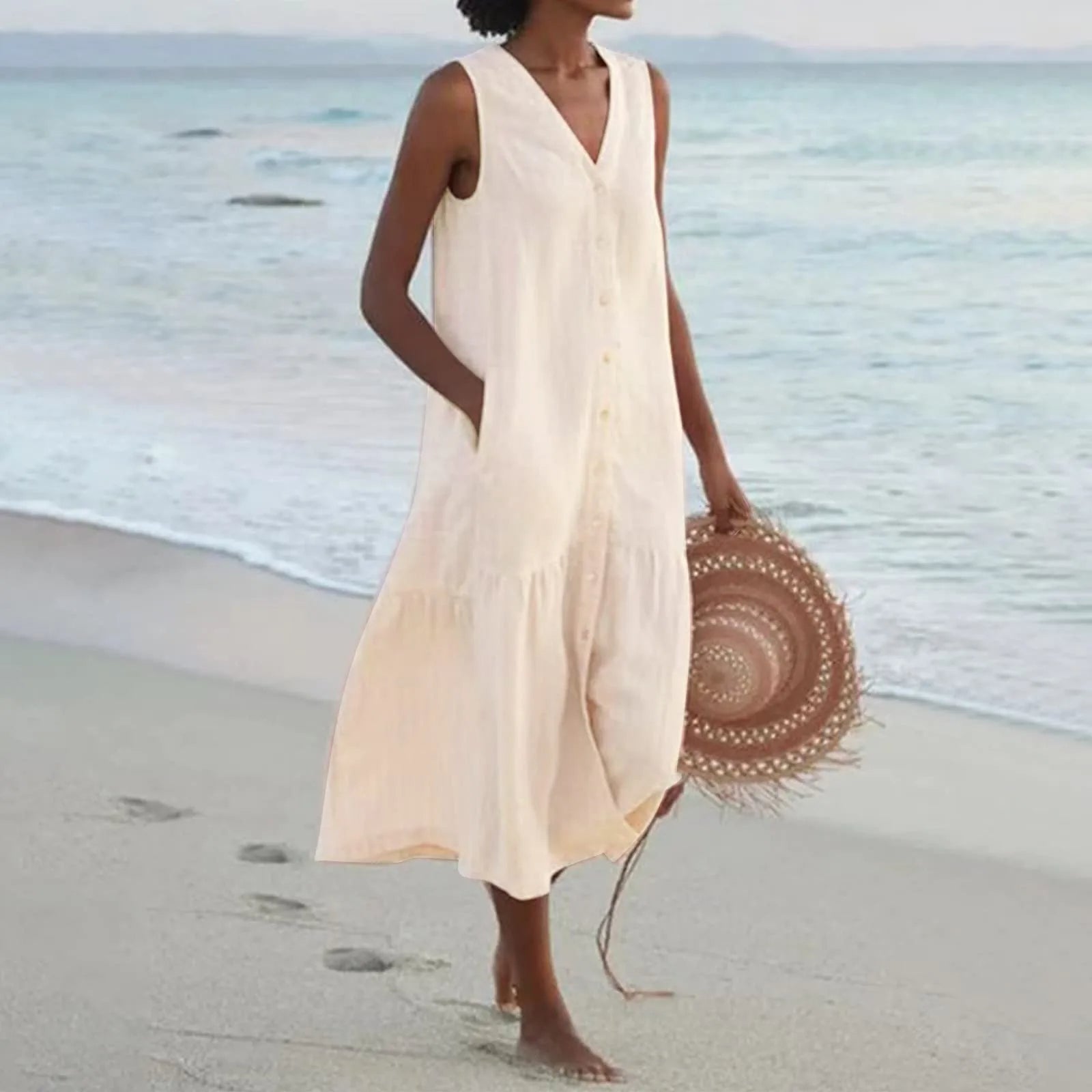 Brianna – Lockeres Sommerkleid mit V-Ausschnitt für Damen