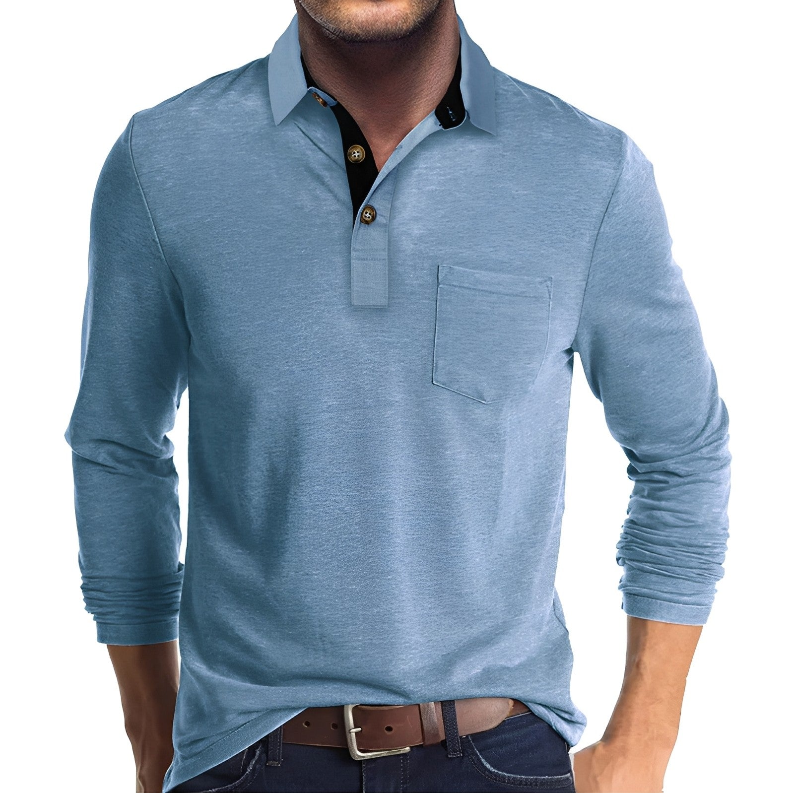 Marty - Bequemes Herren-Poloshirt mit langen Ärmeln