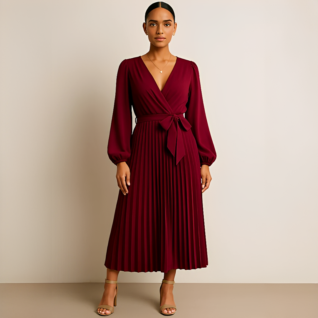 Naomi - Schickes Kleid mit V-Ausschnitt und Falten