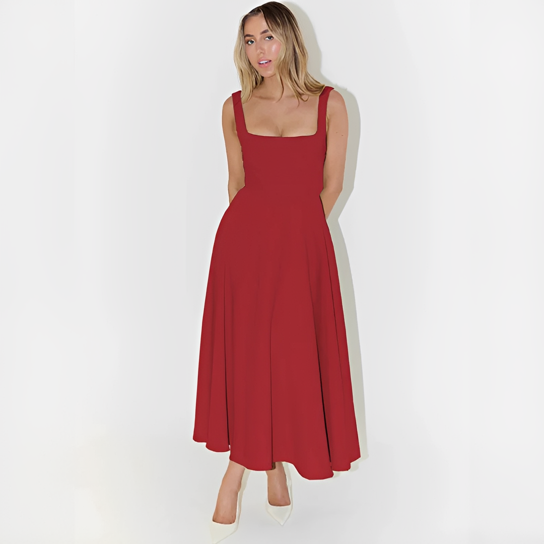 Fioren - Schickes Midikleid mit Rechteckigem Ausschnitt