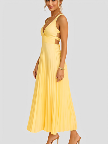 Anjanae - Elegantes, plissiertes Kleid mit V-Ausschnitt
