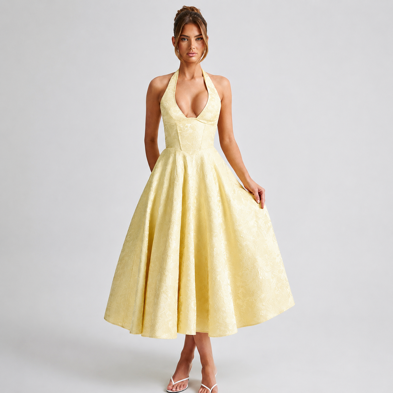 Dahlia - Elegant ärmelloses Kleid mit V-Ausschnitt und Neckholder