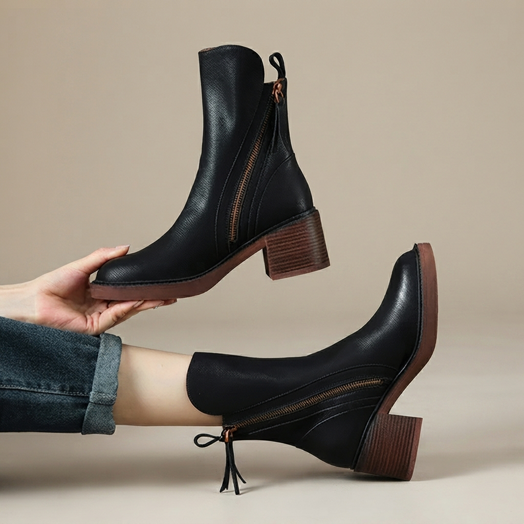 Jadonna - Trendige Stiefeletten mit Absatz und Reißverschluss