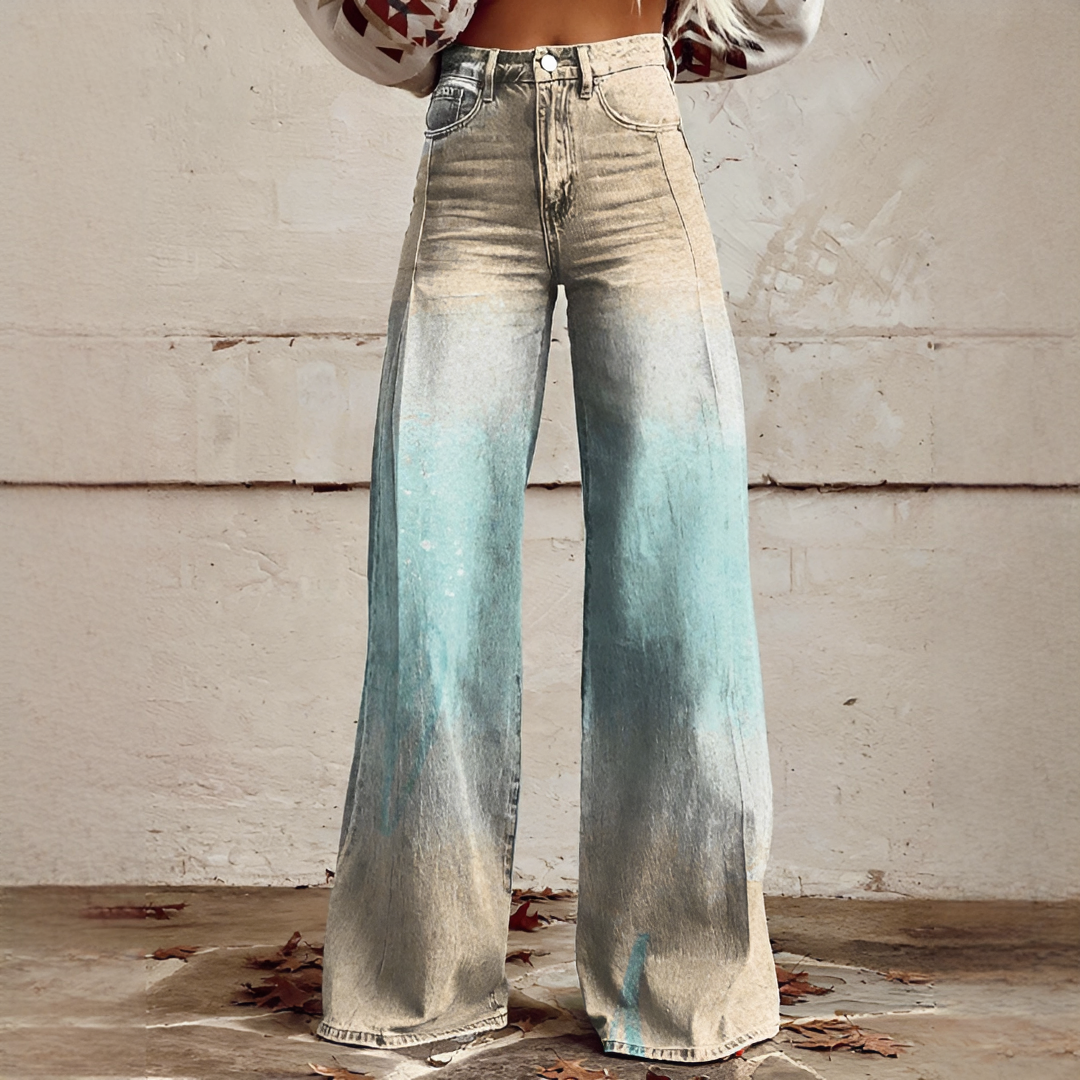 Shelley - Bequeme Weitgeschnittene Bedruckte Jeans