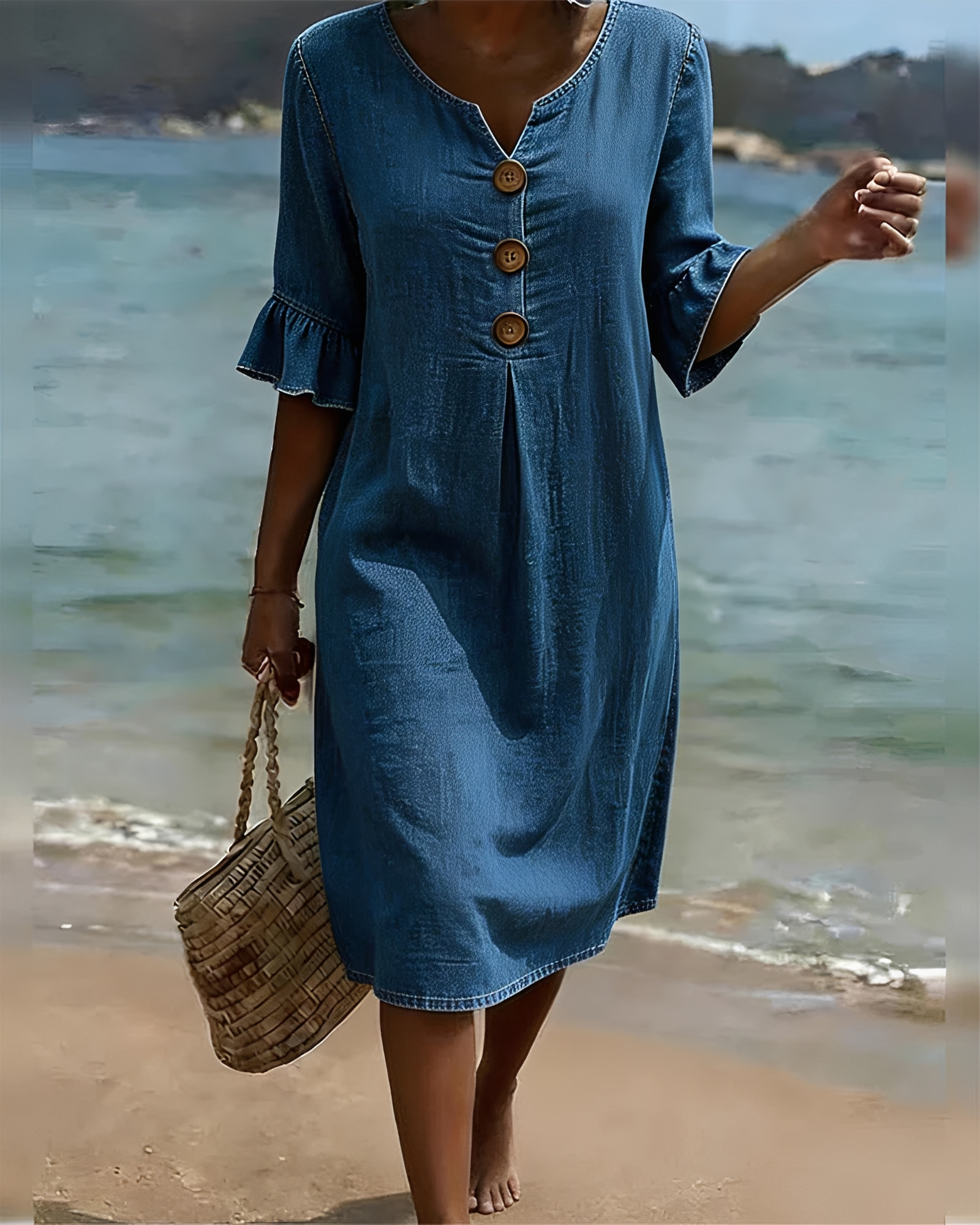 Zahara - Stilvolles Midikleid mit Knöpfen