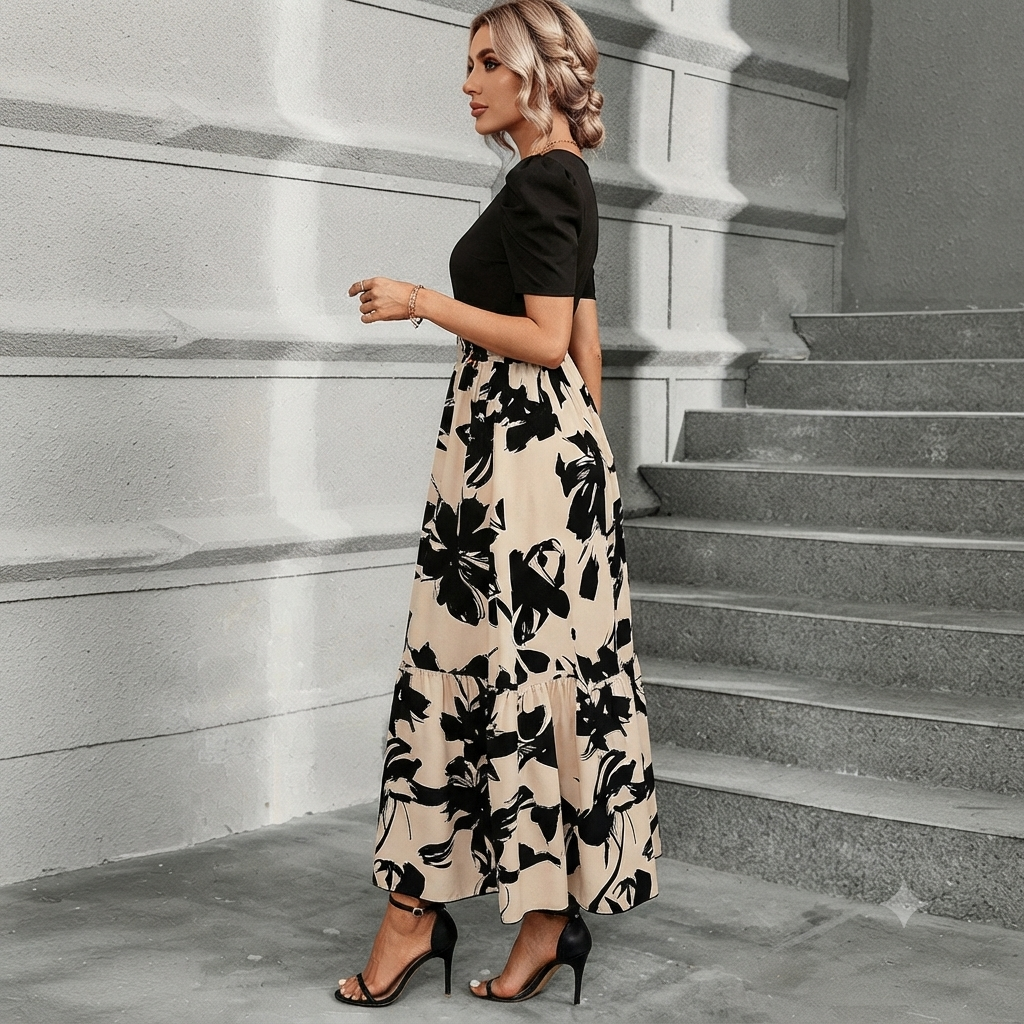 Astrid - Stilvolles Kleid mit Blumendesign