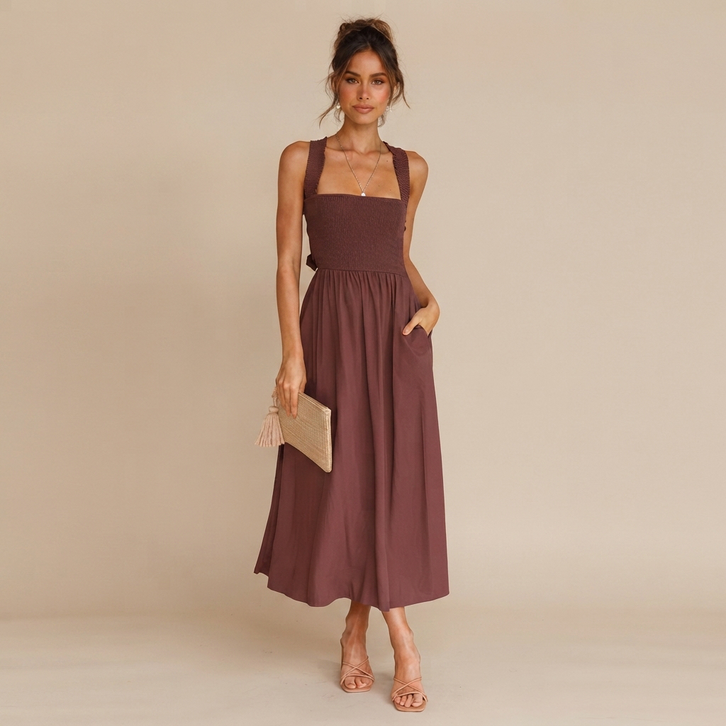 Lena - Schickes Midikleid mit eckigem Ausschnitt