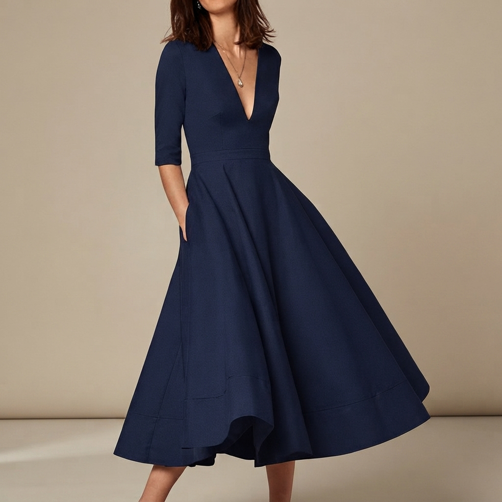 Debbie - Elegantes V-Ausschnitt-Kleid