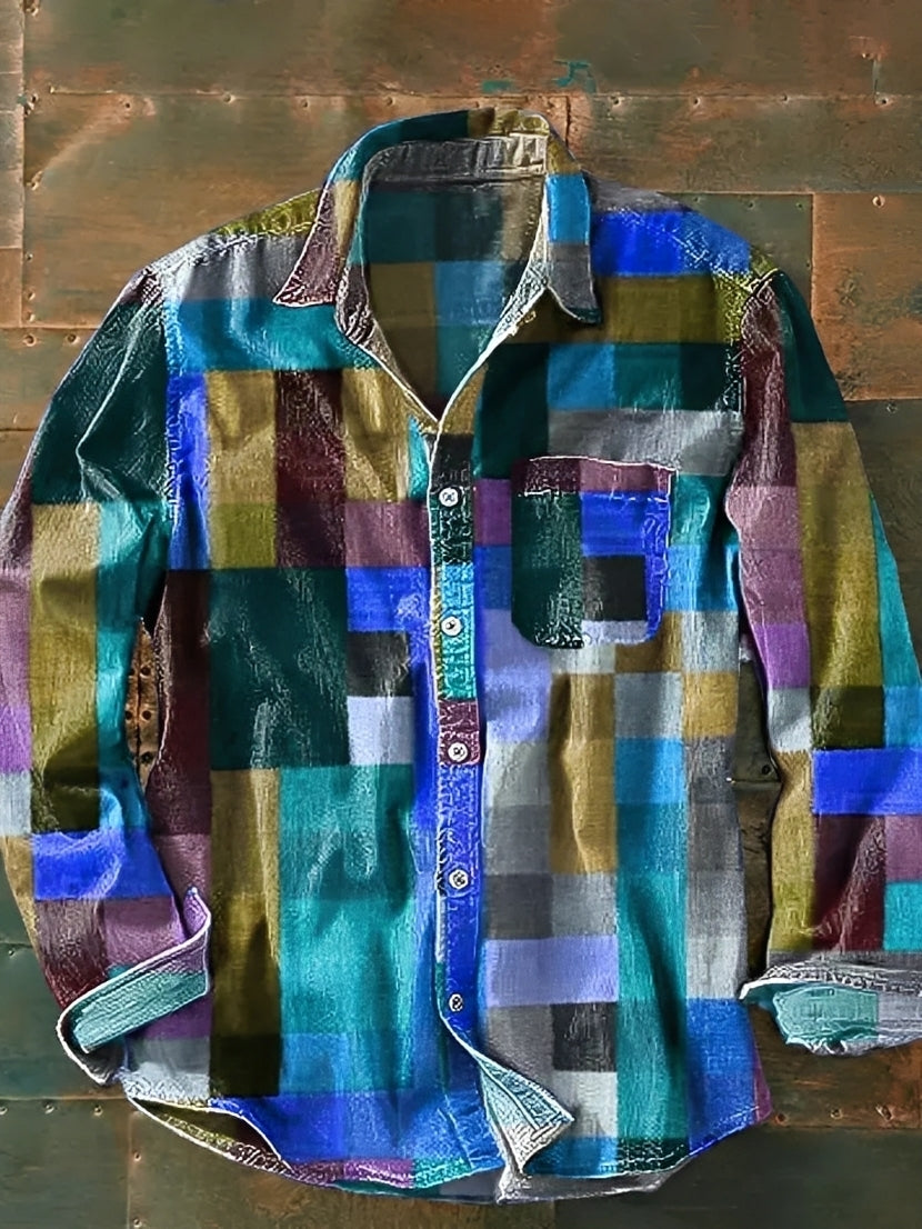 Charles – Herren-Langarmhemd – Retro und bunt