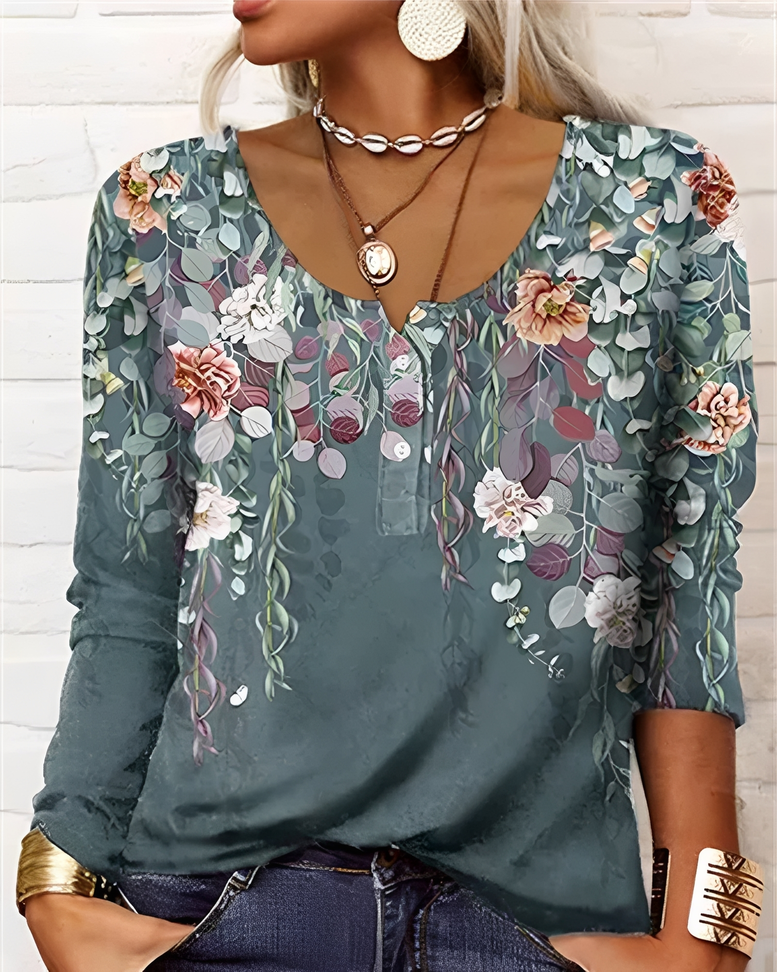 Alejandra - Modische Halbknopf-Bluse