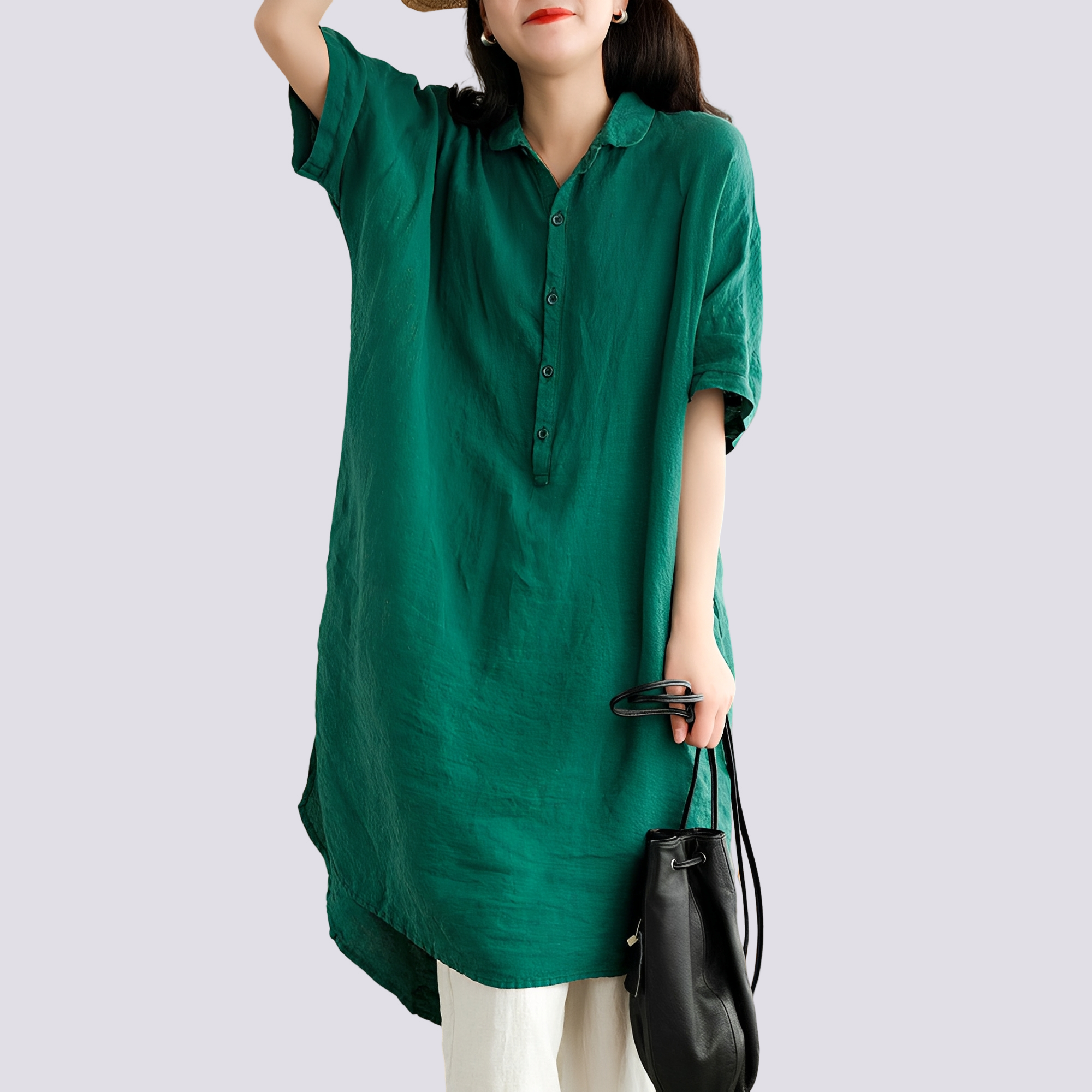 Deborah - Komfortables, locker geschnittenes Damen-Hemdkleid