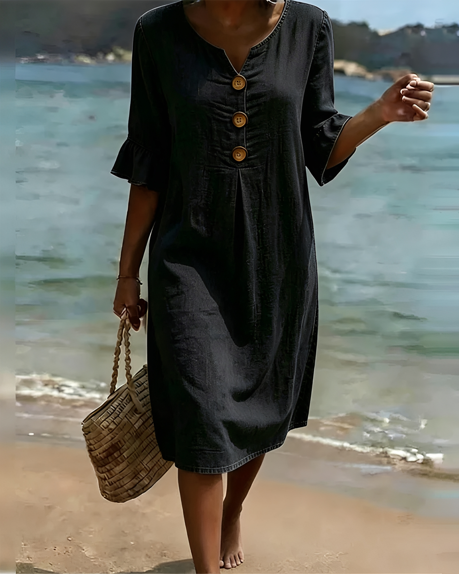 Zahara - Stilvolles Midikleid mit Knöpfen