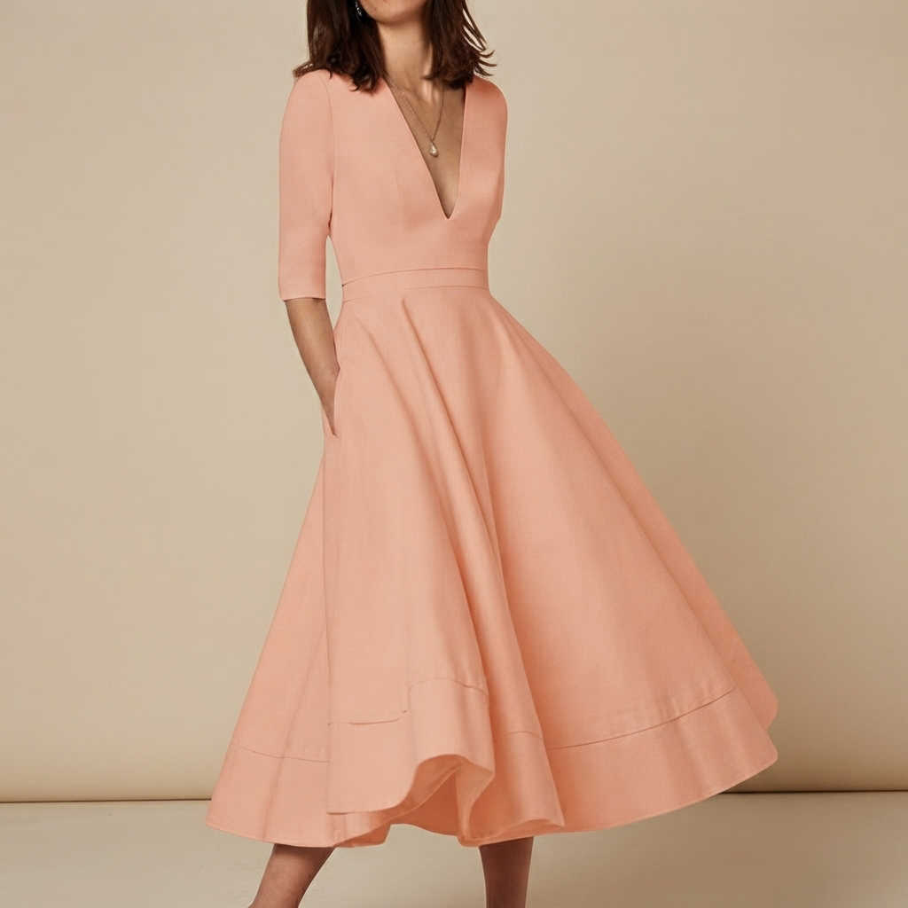 Debbie - Elegantes V-Ausschnitt-Kleid